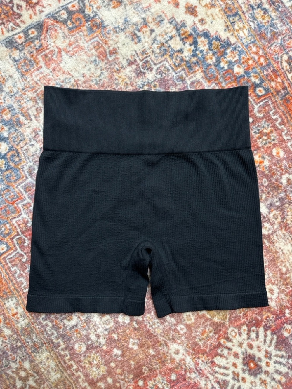 Colsie Black Ribbed Seamless Biker Shorts High Rise Stretch L